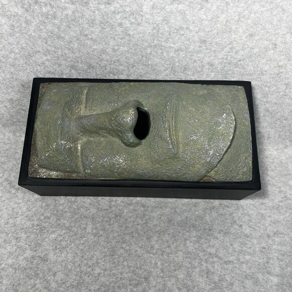 TIKI‎ Easter Island Moai Tissue Box Cover Faux Stone Green Face Dispenser Holder - Picture 6 of 13